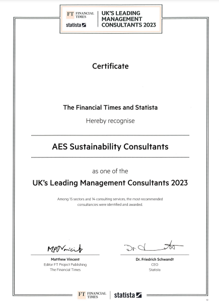 Financial Times Certificate UK's Leading Management Consultants 2023